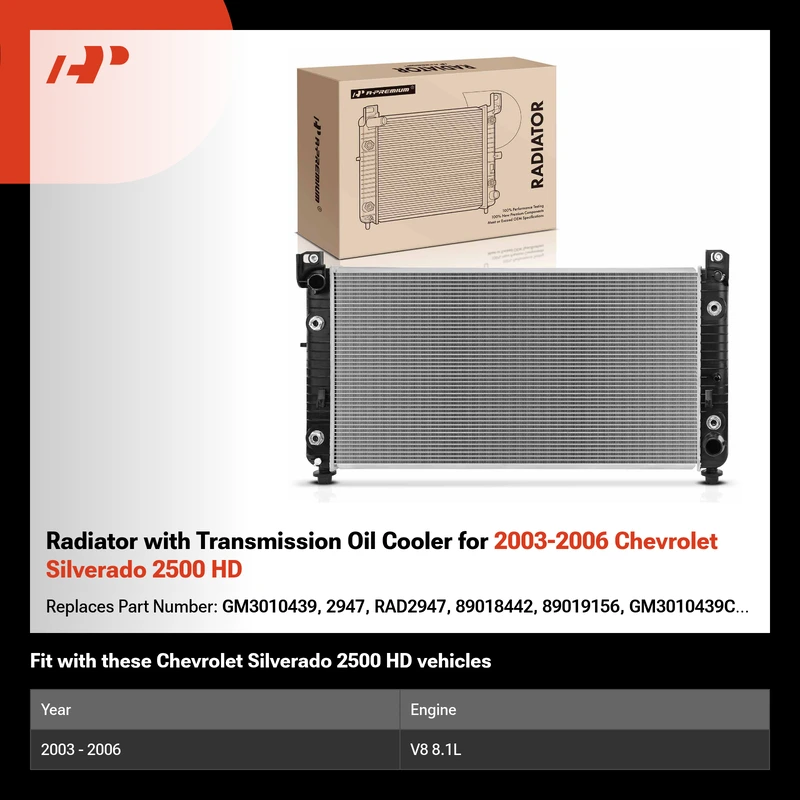 Radiator with Transmission Oil Cooler for 2003-2006 Chevrolet Silverado 2500 HD