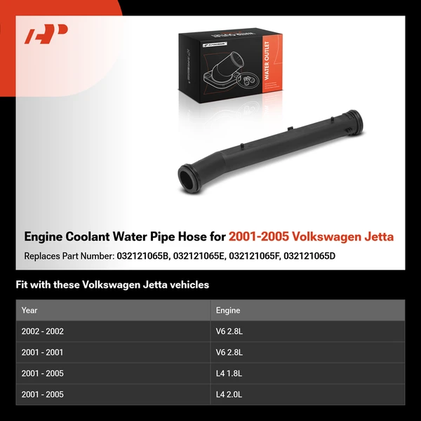 Engine Coolant Water Pipe Hose for 2001-2005 Volkswagen Jetta