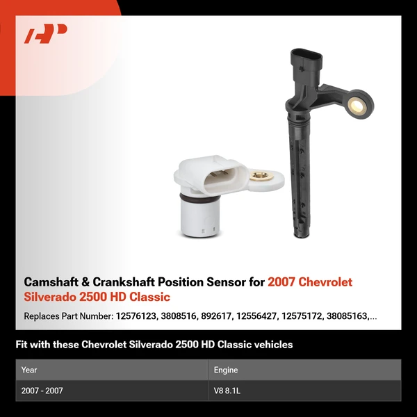 Camshaft & Crankshaft Position Sensor for 2007 Chevrolet Silverado 2500 HD Classic