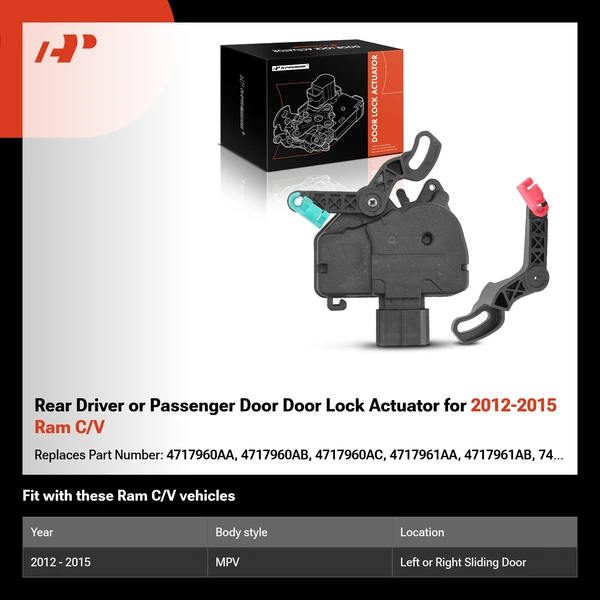 Rear Driver or Passenger Door Door Lock Actuator for 2012-2015 Ram C/V