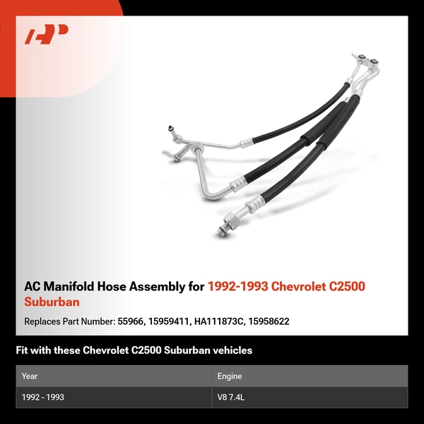 AC Manifold Hose Assembly for 1992-1993 Chevrolet C2500 Suburban