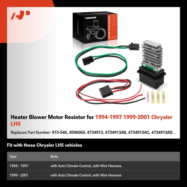 Heater Blower Motor Resistor for 1994-1997 1999-2001 Chrysler LHS