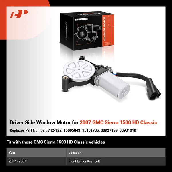 Driver Side Window Motor for 2007 GMC Sierra 1500 HD Classic
