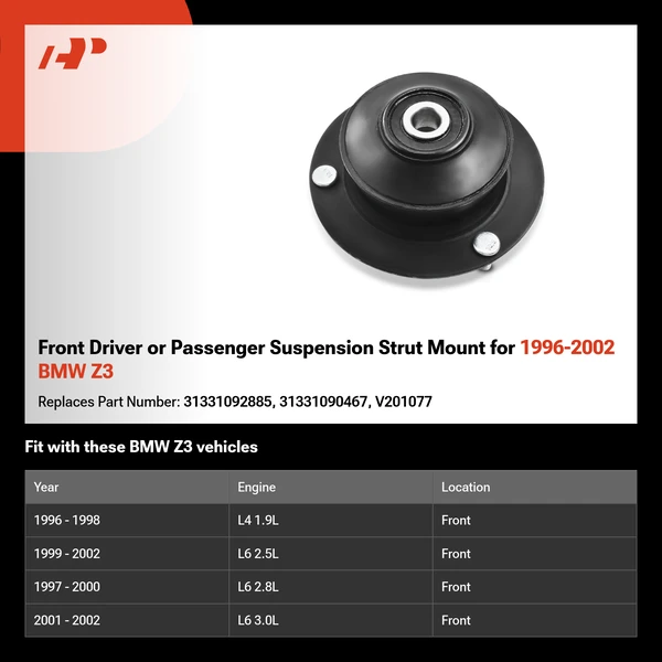 Front Driver or Passenger Suspension Strut Mount for 1996-2002 BMW Z3