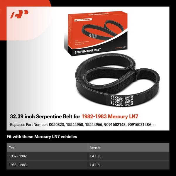 32.39 inch Serpentine Belt for 1982-1983 Mercury LN7