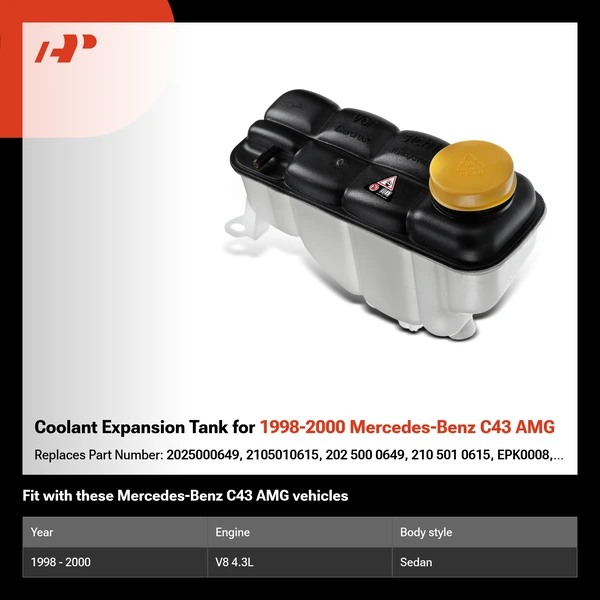 Coolant Expansion Tank for 1998-2000 Mercedes-Benz C43 AMG
