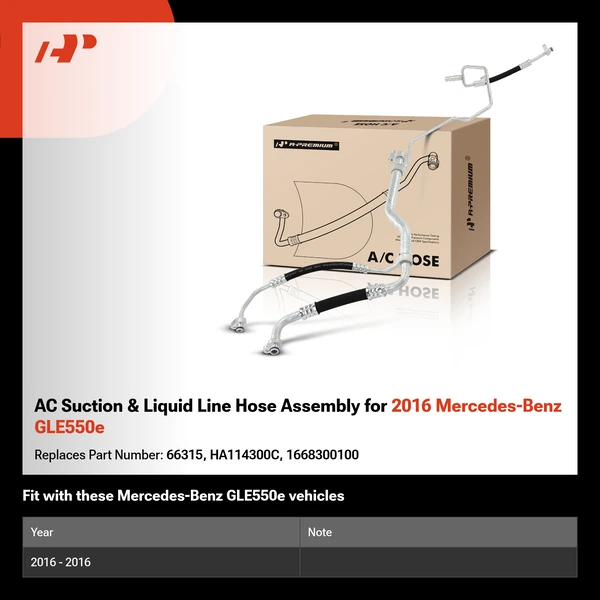 AC Suction & Liquid Line Hose Assembly for 2016 Mercedes-Benz GLE550e