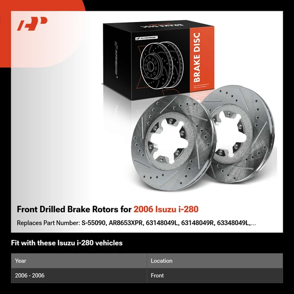 Front Drilled Brake Rotors for 2006 Isuzu i-280