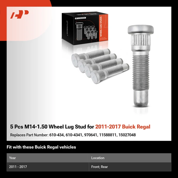 5 Pcs M14-1.50 Wheel Lug Stud for 2011-2017 Buick Regal