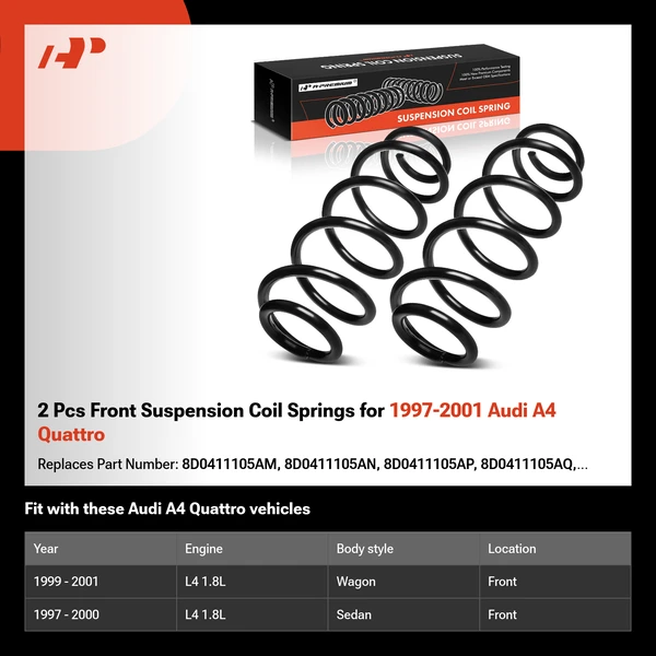 2 Pcs Front Suspension Coil Springs for 1997-2001 Audi A4 Quattro