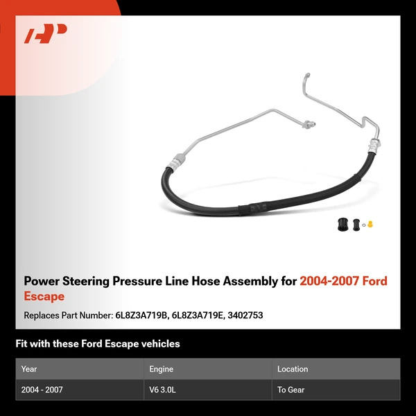 Power Steering Pressure Line Hose Assembly for 2004-2007 Ford Escape