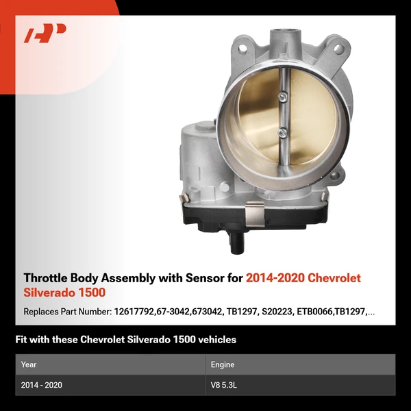 Throttle Body Assembly with Sensor for 2014-2020 Chevrolet Silverado 1500