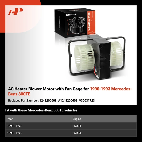 AC Heater Blower Motor with Fan Cage for 1990-1993 Mercedes-Benz 300TE