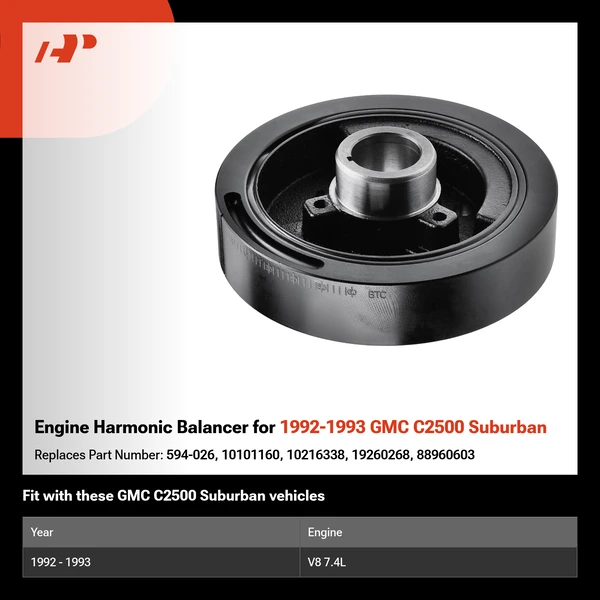 Engine Harmonic Balancer for 1992-1993 GMC C2500 Suburban