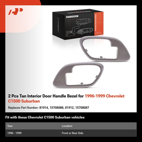 2 Pcs Tan Interior Door Handle Bezel for 1996-1999 Chevrolet C1500 Suburban