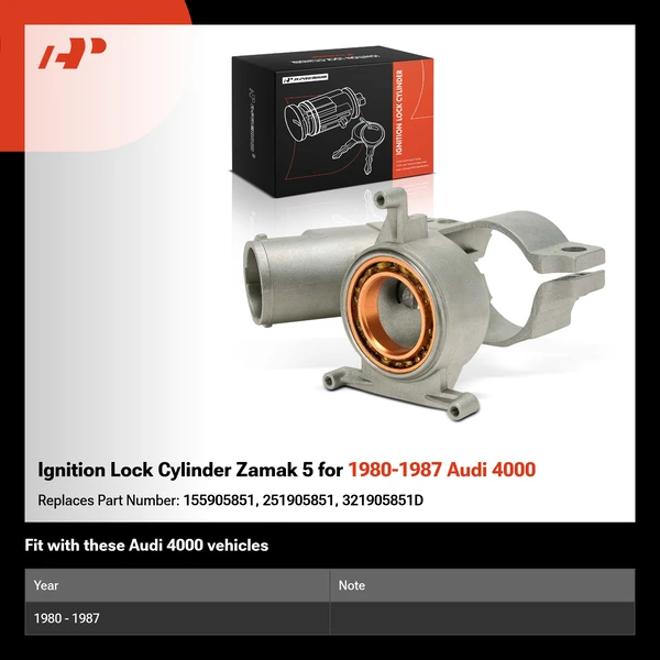 Ignition Lock Cylinder Zamak 5 for 1980-1987 Audi 4000