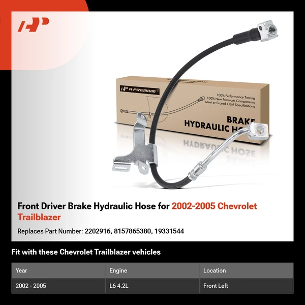 Front Driver Brake Hydraulic Hose for 2002-2005 Chevrolet Trailblazer