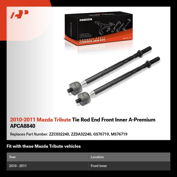 2010-2011 Mazda Tribute Tie Rod End Front Inner A-Premium APCA8840