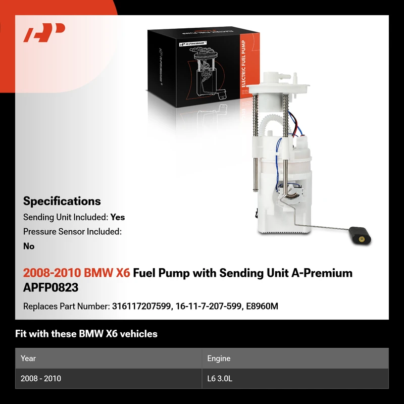 2008-2010 BMW X6 Fuel Pump with Sending Unit A-Premium APFP0823