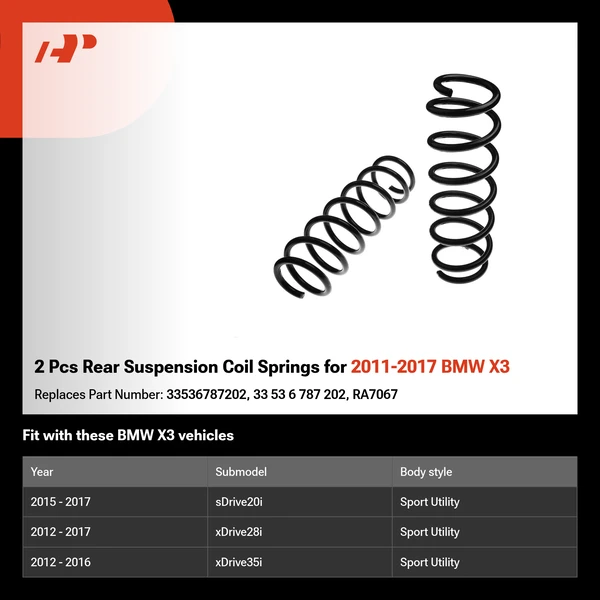 2 Pcs Rear Suspension Coil Springs for 2011-2017 BMW X3