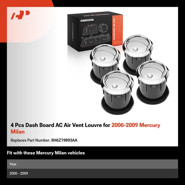 4 Pcs Dash Board AC Air Vent Louvre for 2006-2009 Mercury Milan