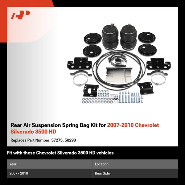 Rear Air Suspension Spring Bag Kit for 2007-2010 Chevrolet Silverado 3500 HD