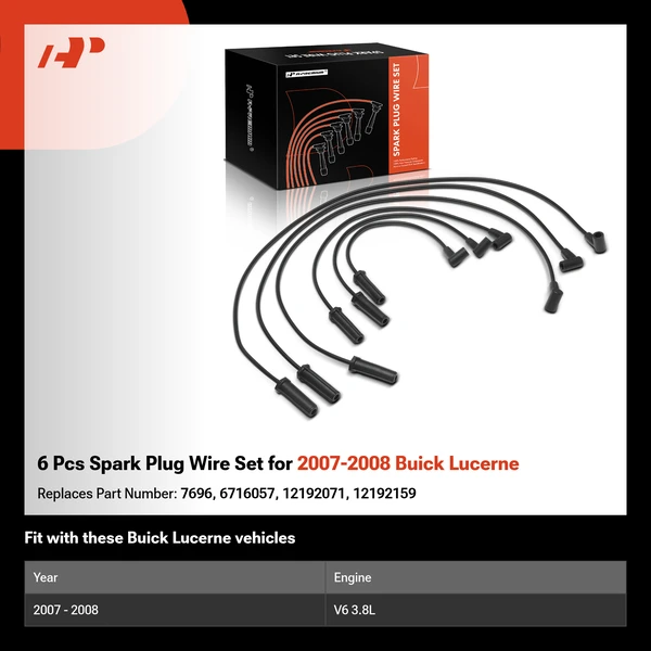 6 Pcs Spark Plug Wire Set for 2007-2008 Buick Lucerne