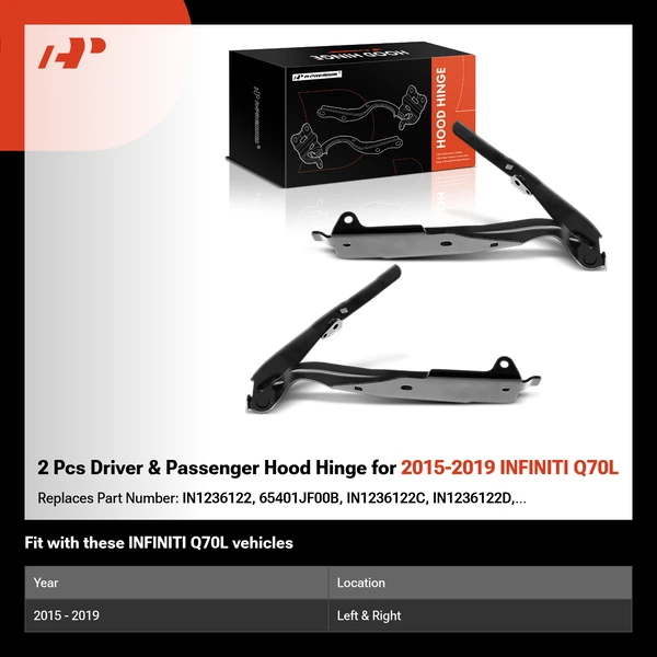 2 Pcs Driver & Passenger Hood Hinge for 2015-2019 INFINITI Q70L