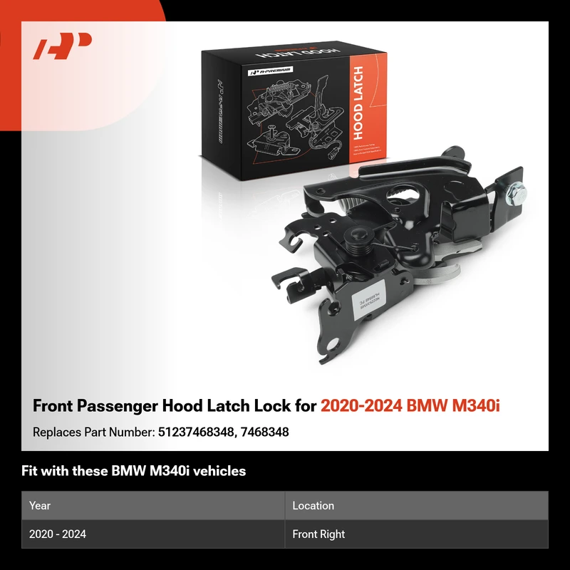 Front Passenger Hood Latch Lock for 2020-2024 BMW M340i