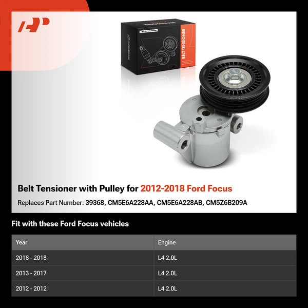 Belt Tensioner with Pulley for 2012-2018 Ford Focus