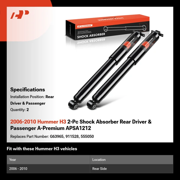 2006-2010 Hummer H3 2-Pc Shock Absorber Rear Driver & Passenger A-Premium APSA1212