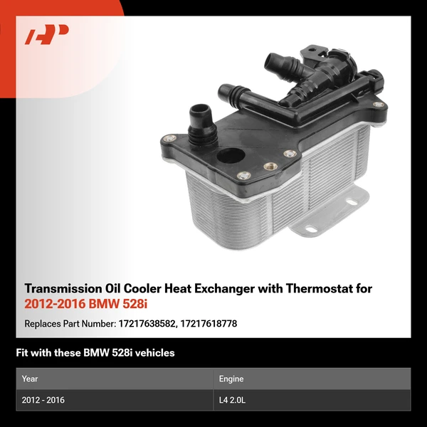 Transmission Oil Cooler Heat Exchanger with Thermostat for 2012-2016 BMW 528i
