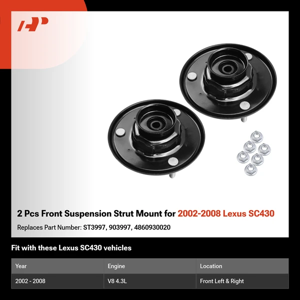 2 Pcs Front Suspension Strut Mount for 2002-2008 Lexus SC430