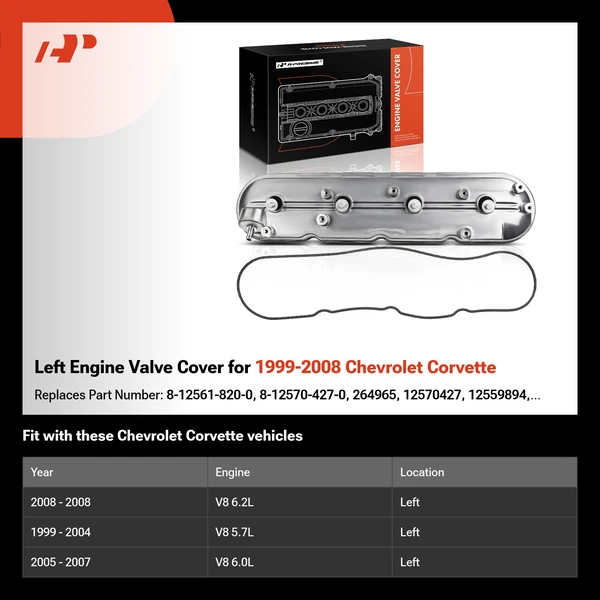 Left Engine Valve Cover for 1999-2008 Chevrolet Corvette