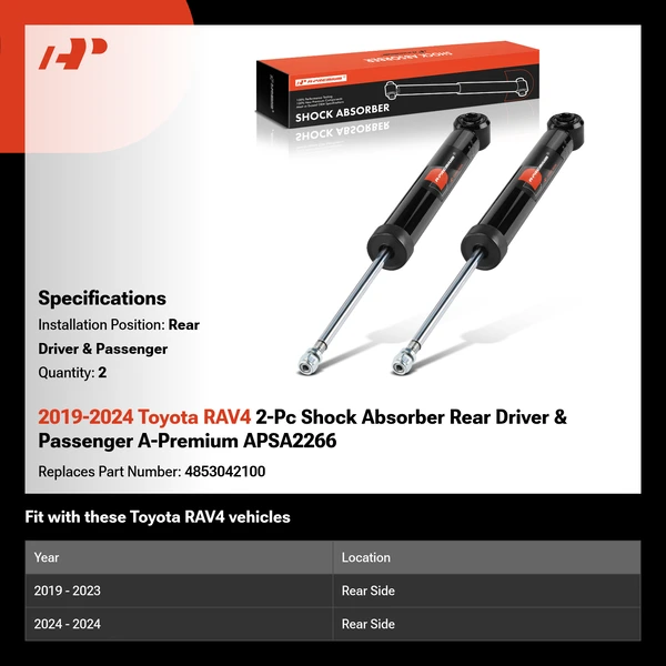 2019-2024 Toyota RAV4 2-Pc Shock Absorber Rear Driver & Passenger A-Premium APSA2266