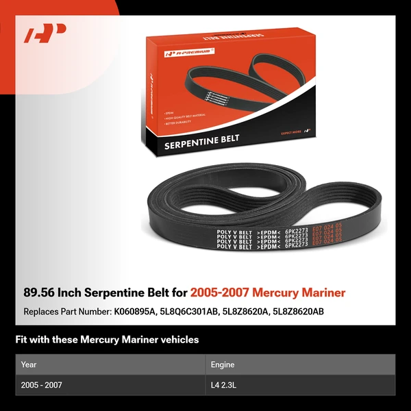 89.56 Inch Serpentine Belt for 2005-2007 Mercury Mariner