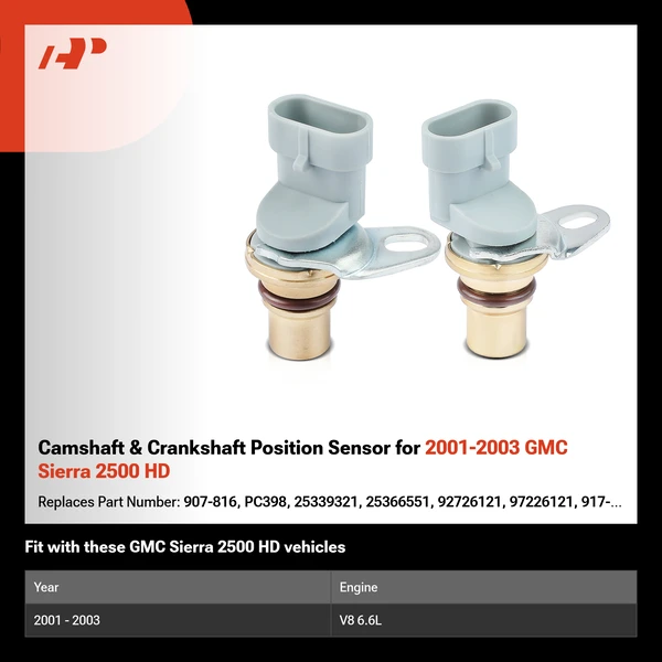 Camshaft & Crankshaft Position Sensor for 2001-2003 GMC Sierra 2500 HD