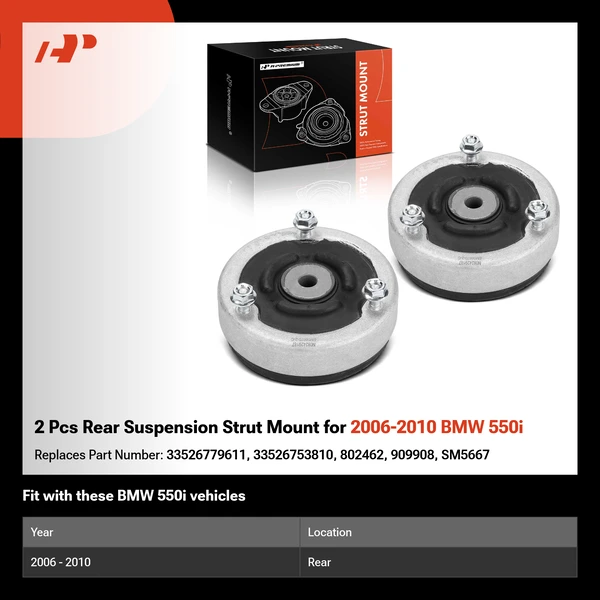 2 Pcs Rear Suspension Strut Mount for 2006-2010 BMW 550i