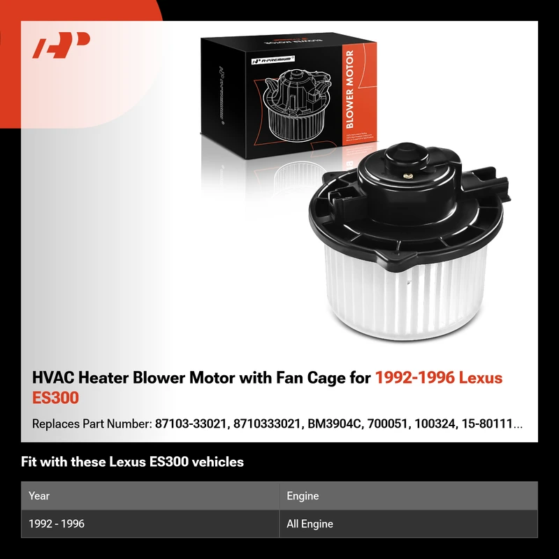 HVAC Heater Blower Motor with Fan Cage for 1992-1996 Lexus ES300