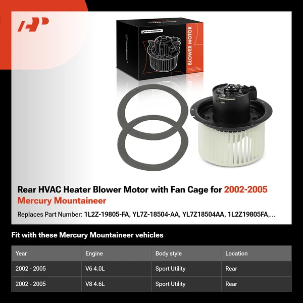 Rear HVAC Heater Blower Motor with Fan Cage for 2002-2005 Mercury Mountaineer