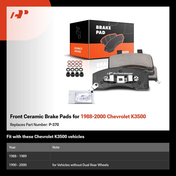 Front Ceramic Brake Pads for 1988-2000 Chevrolet K3500