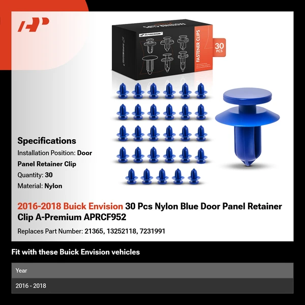 2016-2018 Buick Envision 30 Pcs Nylon Blue Door Panel Retainer Clip A-Premium APRCF952