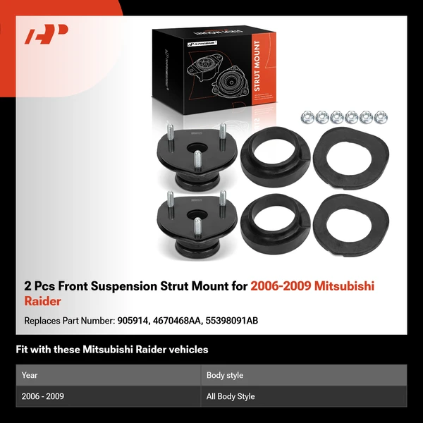 2 Pcs Front Suspension Strut Mount for 2006-2009 Mitsubishi Raider