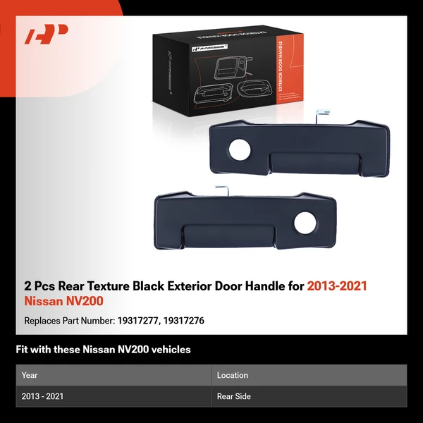 2 Pcs Rear Texture Black Exterior Door Handle for 2013-2021 Nissan NV200