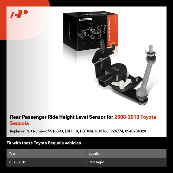 Rear Passenger Ride Height Level Sensor for 2008-2013 Toyota Sequoia