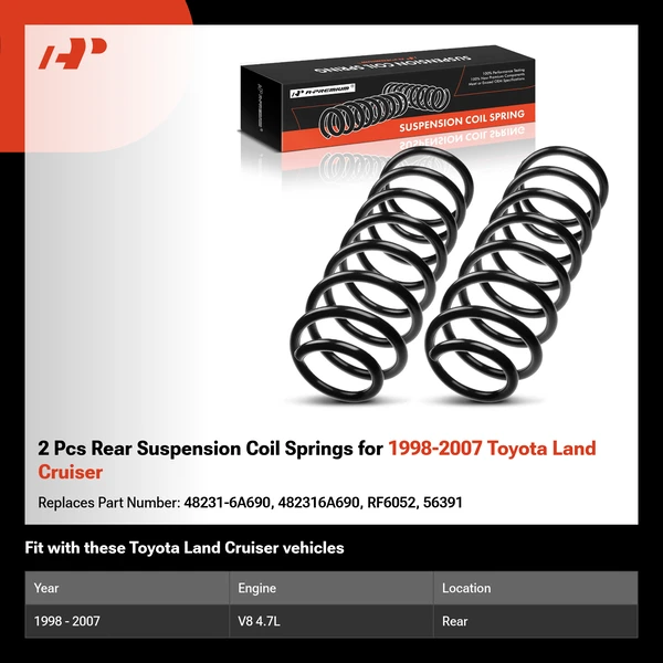2 Pcs Rear Suspension Coil Springs for 1998-2007 Toyota Land Cruiser
