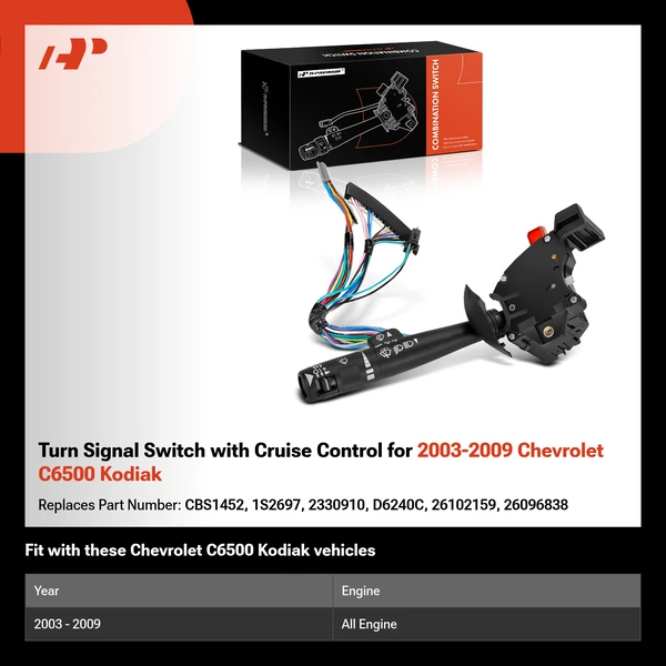 Turn Signal Switch with Cruise Control for 2003-2009 Chevrolet C6500 Kodiak