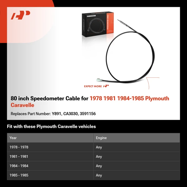 80 inch Speedometer Cable for 1978 1981 1984-1985 Plymouth Caravelle