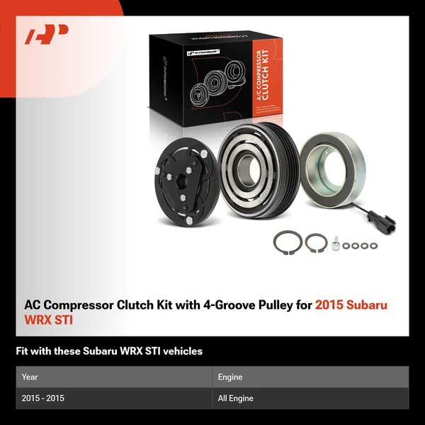 AC Compressor Clutch Kit with 4-Groove Pulley for 2015 Subaru WRX STI