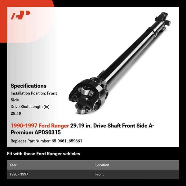 1990-1997 Ford Ranger 29.19 in. Drive Shaft Front Side A-Premium APDS0315